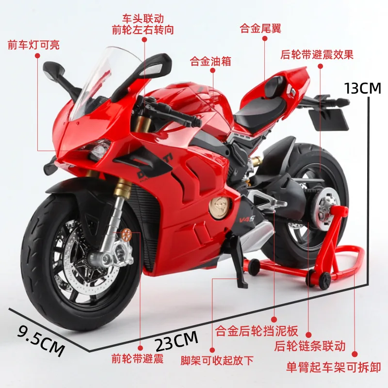 1:9 Ducati V4S Hohe Simulation Motorrad Diecast Metall Legierung Modell Auto Sound Licht Sammlung Kinder Spielzeug Geschenke Display