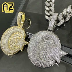 AZ Big Star Moon Iced Out Pendant Necklace For Men Women Full Bling Zircon Cuban Chain Link Hip Hop Jewelry Factory Drop Ship