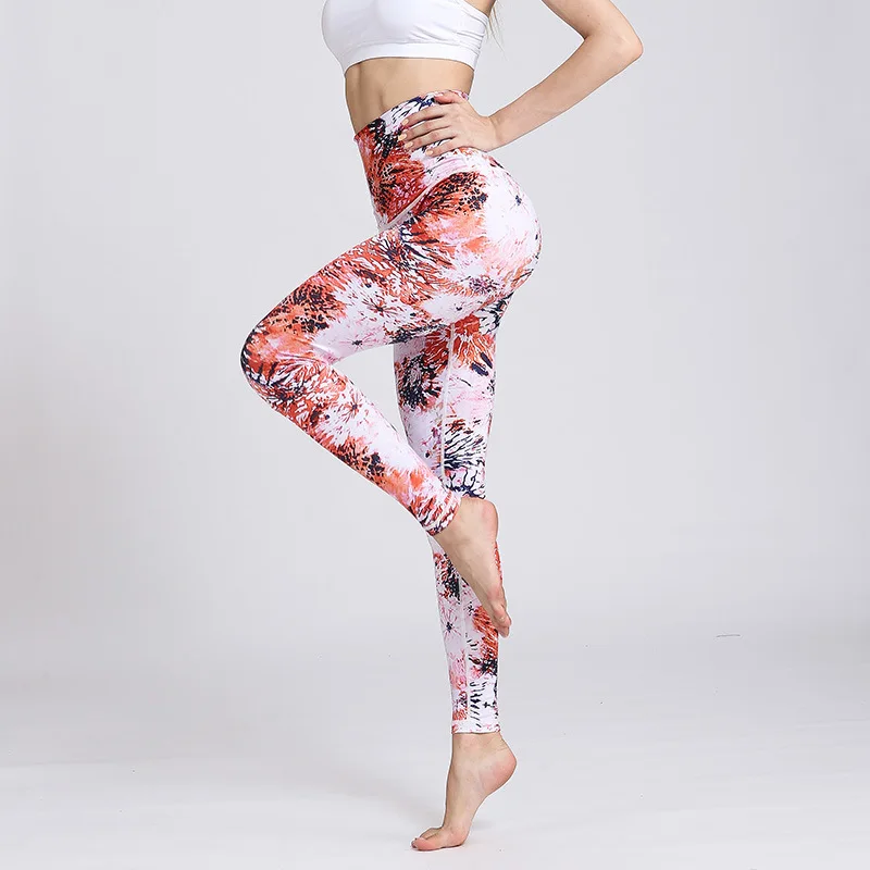 Women New Hot Sale High Waist Flower Printed Sports Leggings Female Breathable Fast Dry Stretch Gym Dancing Fitness Leggings 7Z