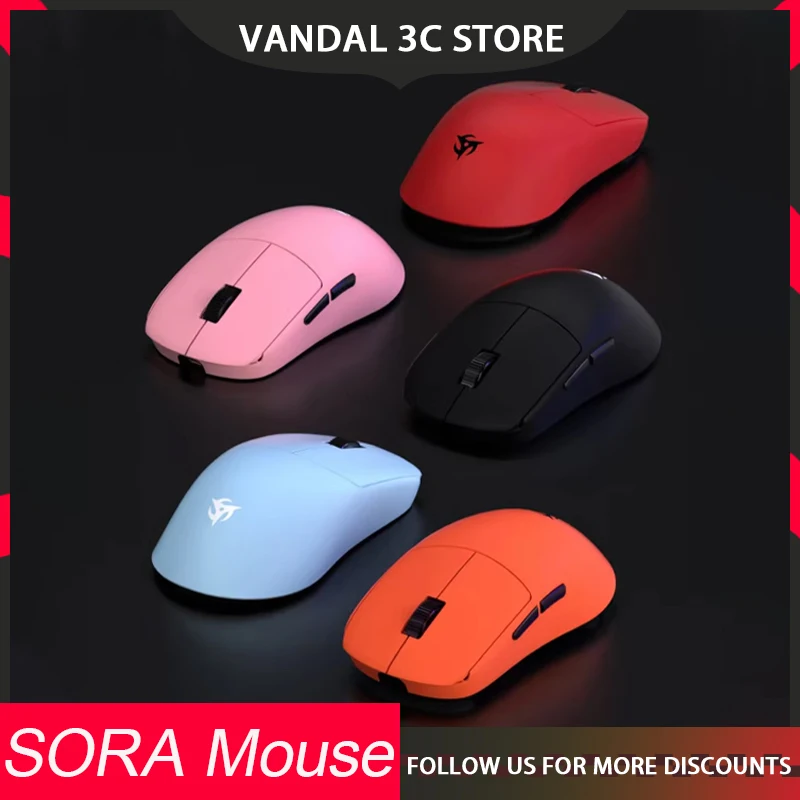 NINJUTSO X VAXEE SORA 4K Mouse 2Mode Wireless 2.4G Gamer Mouse 60g Custom 4KHz Polling Rate Mice PAW3950 Long Battery Apex Mouse