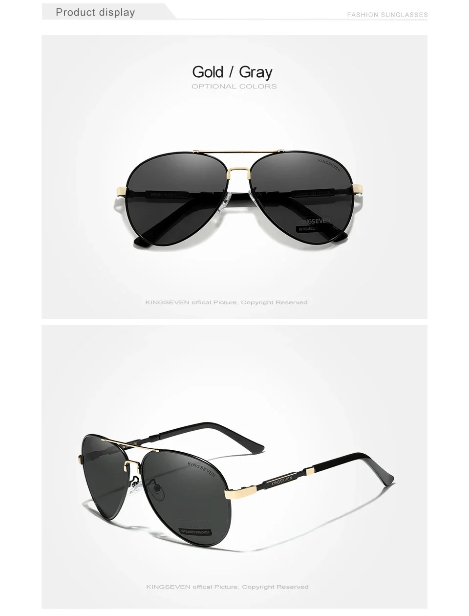 KINGSEVEN Mode Pilot Sonnenbrille Männer Polarisierte Fahren Pilot Anti-reflexion Gläser UV400 Objektiv Männlich Weiblich Kausalen Brillen – Detail 5