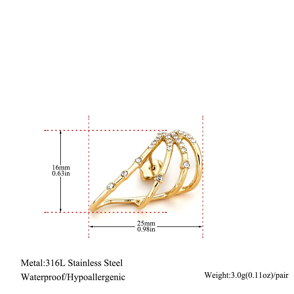 JeeMango Hochwertige Edelstahl-Ohrringe in Goldfarbe für Damen, luxuriöse glänzende CZ-Zirkon-Ohrringe, Hochzeitsschmuck E26086 – Detail 1