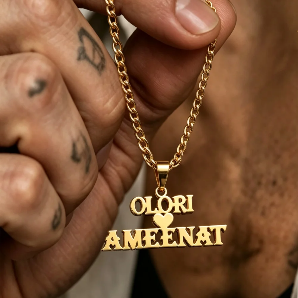 Personalized Customized Big Cuban Chain Nameplate Pendant Necklace for Men Women Stainless Steel Jewelry Daily Wear Dropshipping