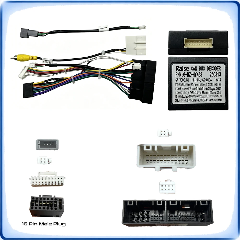 Car Radio Wiring Harness with CANBUS Decoder for Hyundai ix45 Santa Fe 2015 High Model No Amplifier Plug and Play