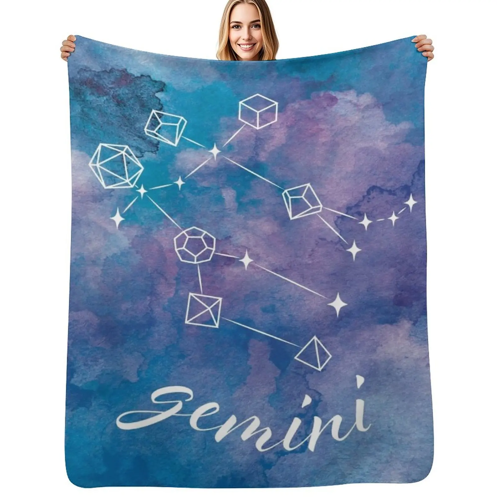 Gemini DND Dice Zodiac Constellation Throw Blanket Soft Plush Plaid Hairy Tourist Luxury Kid'S Blankets