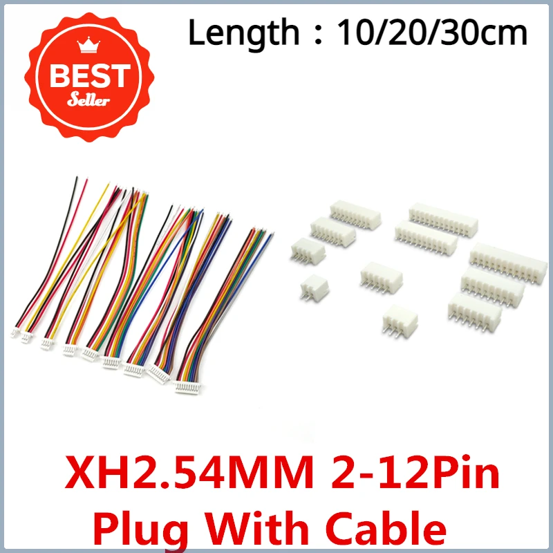 

5Sets/Lot JST XH2.54 XH 2.54mm Wire Cable Connector 2/3/4/5/6/7/8/9-12 Pin Pitch Male Female Plug Socket 90CM Wire 26AWG