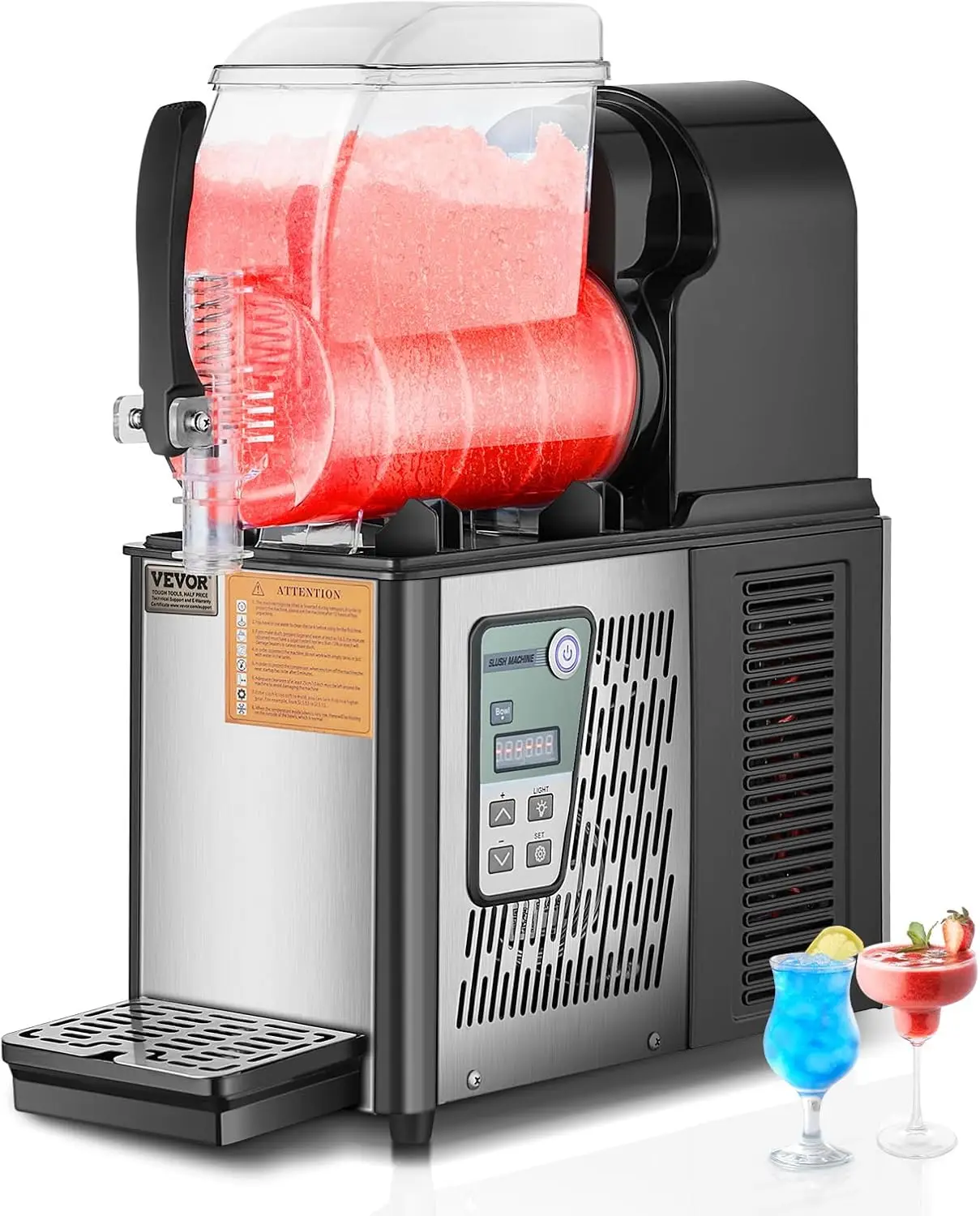 Commercial Slushy Machine 4L Single Tank Frozen Drink Machine 16 Cups Stainless Steel Margarita Smoothie Frozen Drink Maker