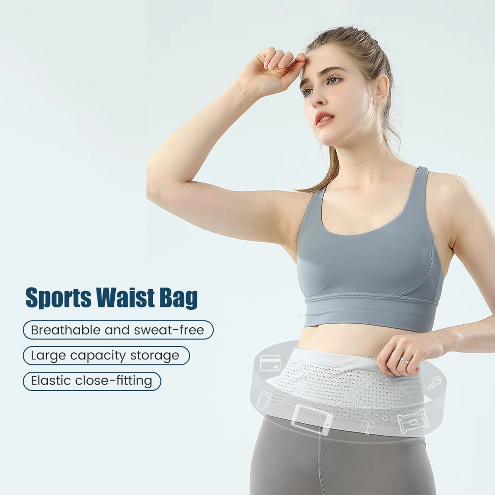 Seamless Invisible Running Sports Fanny Pack Gym Waist Belt Bag Lightweight Breathable Phone Bag Portable Elastic Cycling Pouch