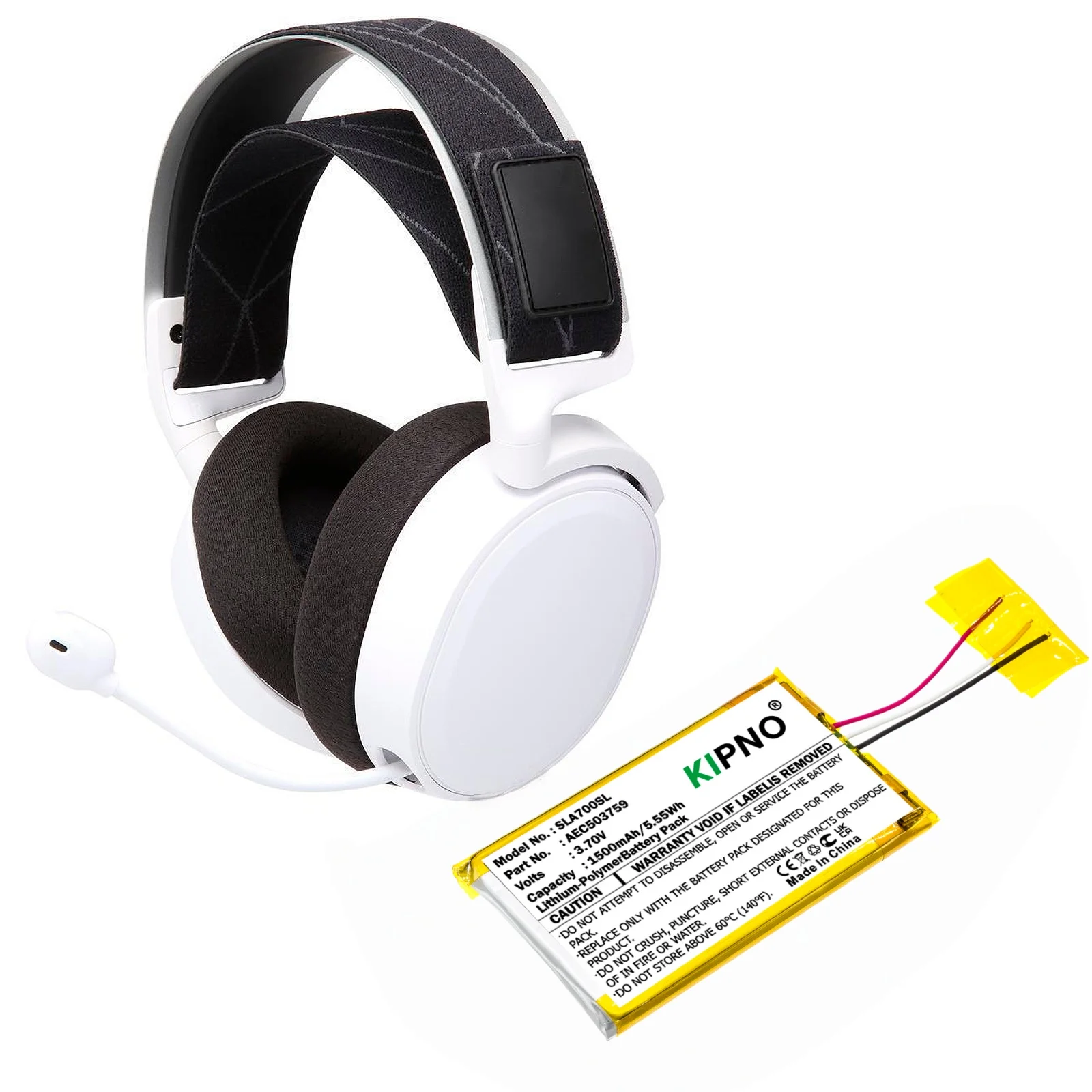 

KIPNO 1500mAh Wireless Headset Battery AEC503759 for Steelseries Arctis 7, Arctis3, Arctis1, Arctis 7P