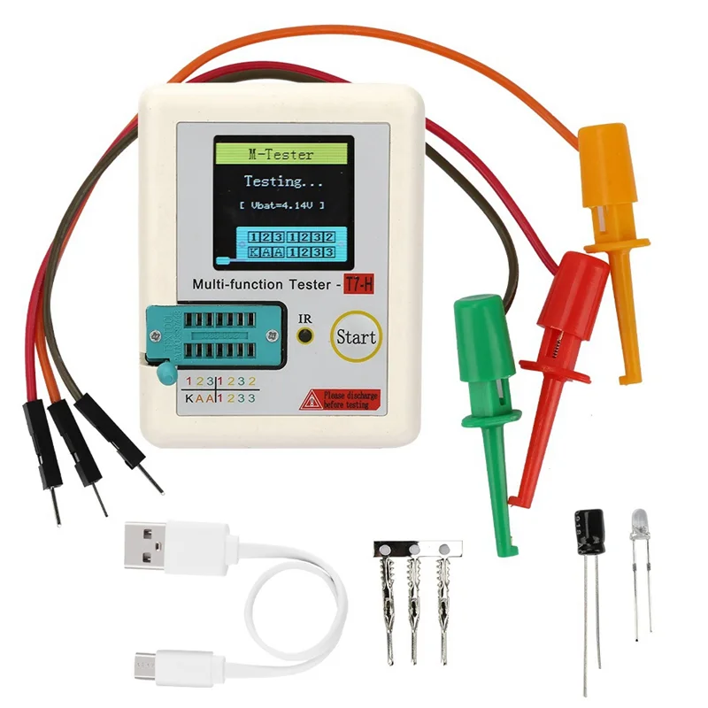 

ALIM-TC-T7-H Transistor Tester Diode Transistor Capacitor MOS/PNP/NPN LCR MOSFET TFT LCD Screen Tester Multime White ABS 1 Set