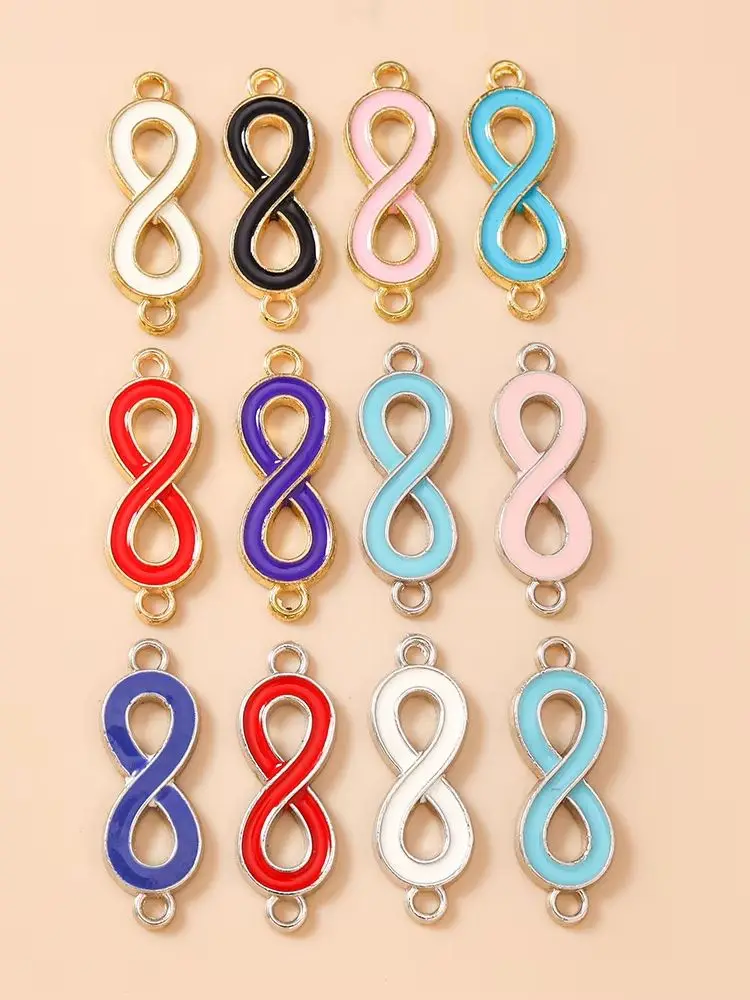 Leslie 20 Stück 10x27mm Emaille Bunte Unendlichkeitssymbol-Anhänger für Schmuckherstellung DIY Unendlichkeits-Anhänger Armband Halskette Zubehör – Detail 1