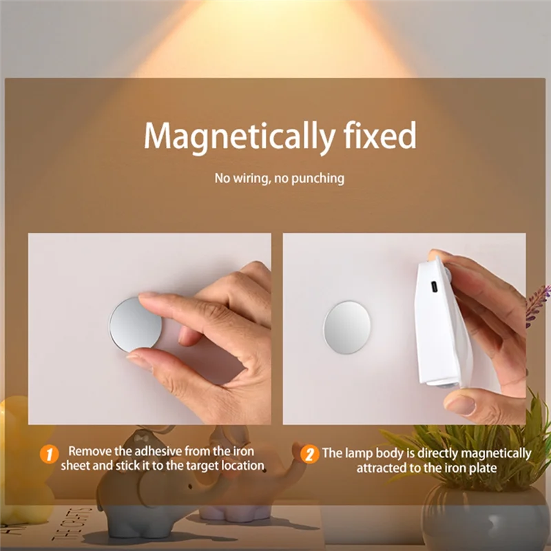 

A62K Датчик движения Свет Ночник Тип C USB для кухни Спальня Гостиная Датчик Внутреннее освещение Лампа