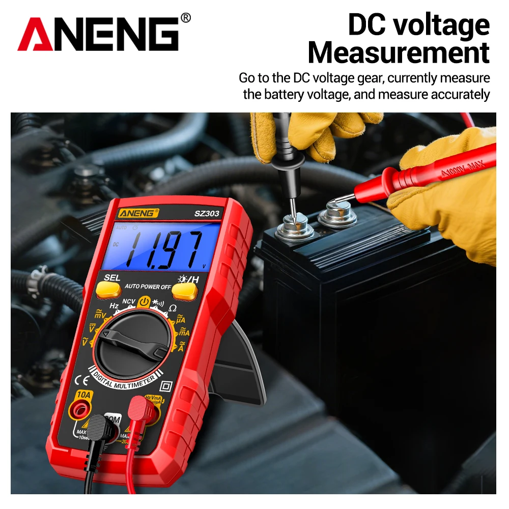 ANENG SZ303 Digital Multimeter True RMS 1999 Counts  Auto Range Voltmeter Ammeter Ohm Capacitance Tester NCV Live Wire Detector