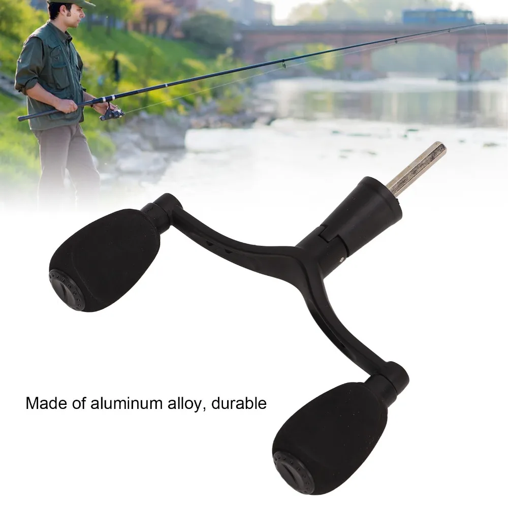 Carrete de pesca doble manivela ligero negro mate de aluminio