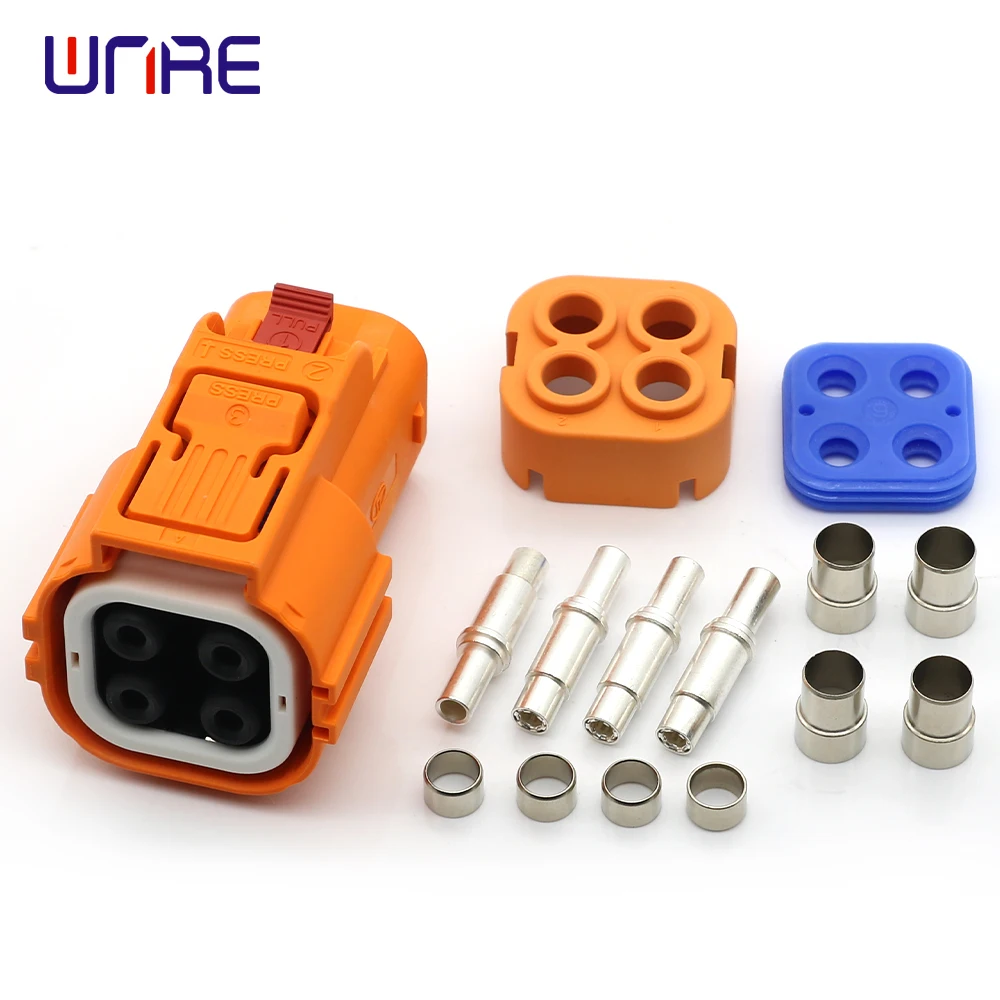 4P Straight Plug Socket High Voltage Connectors Plastic Shell New Energy Electric Vehicle Car Hv Connector 6mm² For Cable