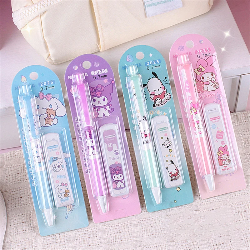 2Pcs/Set Unicorn Sanrio Mymelody Kuromi Cinnamoroll Pochacco Cartoon Mechanical Pencil 0.7 Cute Pencil Refills Automatic Pencils