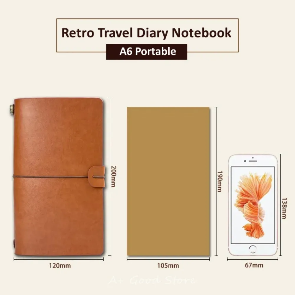 Creative Notebook Travel Ledger A6 Loose-leaf Simple Diary Retro Portable Ledger Vintage Journal Notebook Students Stationery