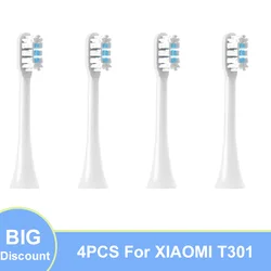 Têtes de brosse à dents de rechange pour Xiaomi Mijia T301, 4 pièces, accessoires pour brosse à dents électrique sonique, DuPont, buses à poils sous vide doux et adaptés