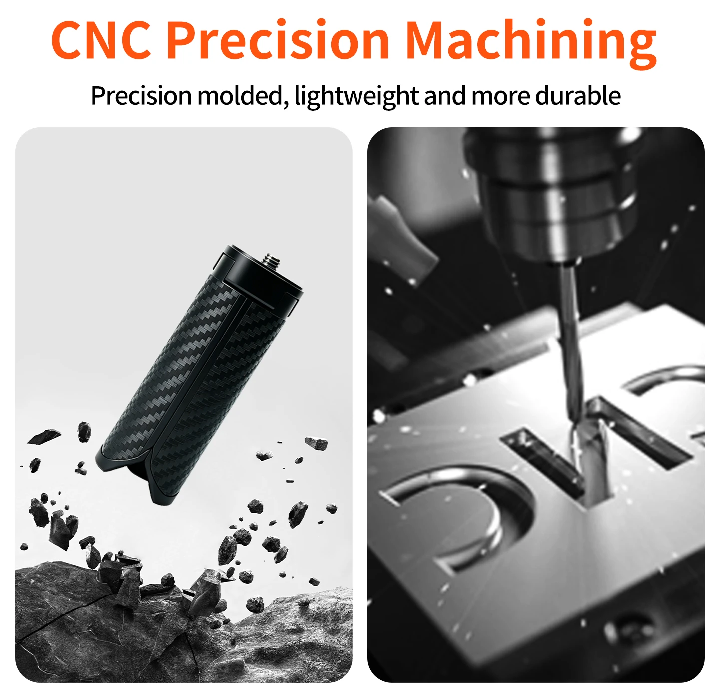 CNC Aluminium Mini-Stativ für DJI Pocket 4/3 & ACE PRO 2/PRO Carbonfaser-Textur Tischstativ 1/4" Schraube Vlog-Zubehör – Detail 7