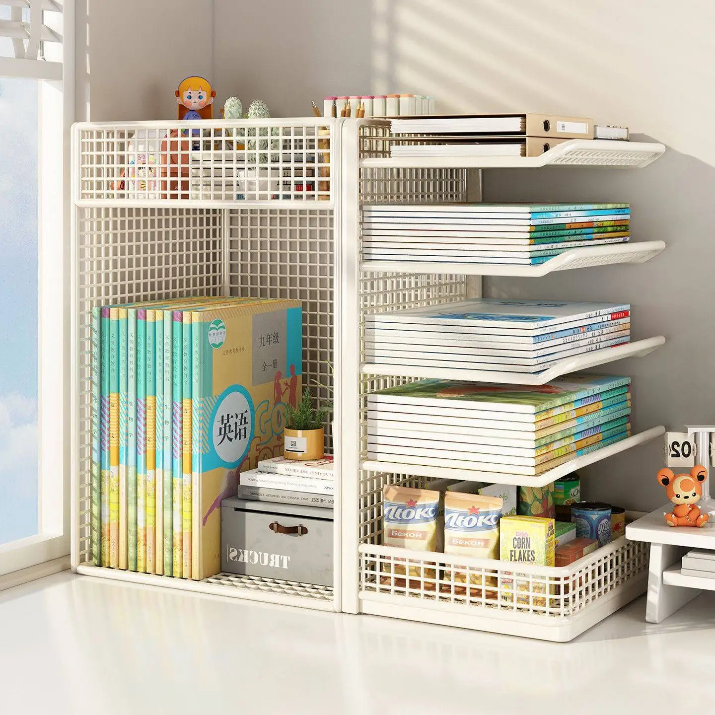 Mobile Classification Bookshelf Children's Picture Book Storage for Study Desk under Wheel Simple Student Multi-layer Bookcase