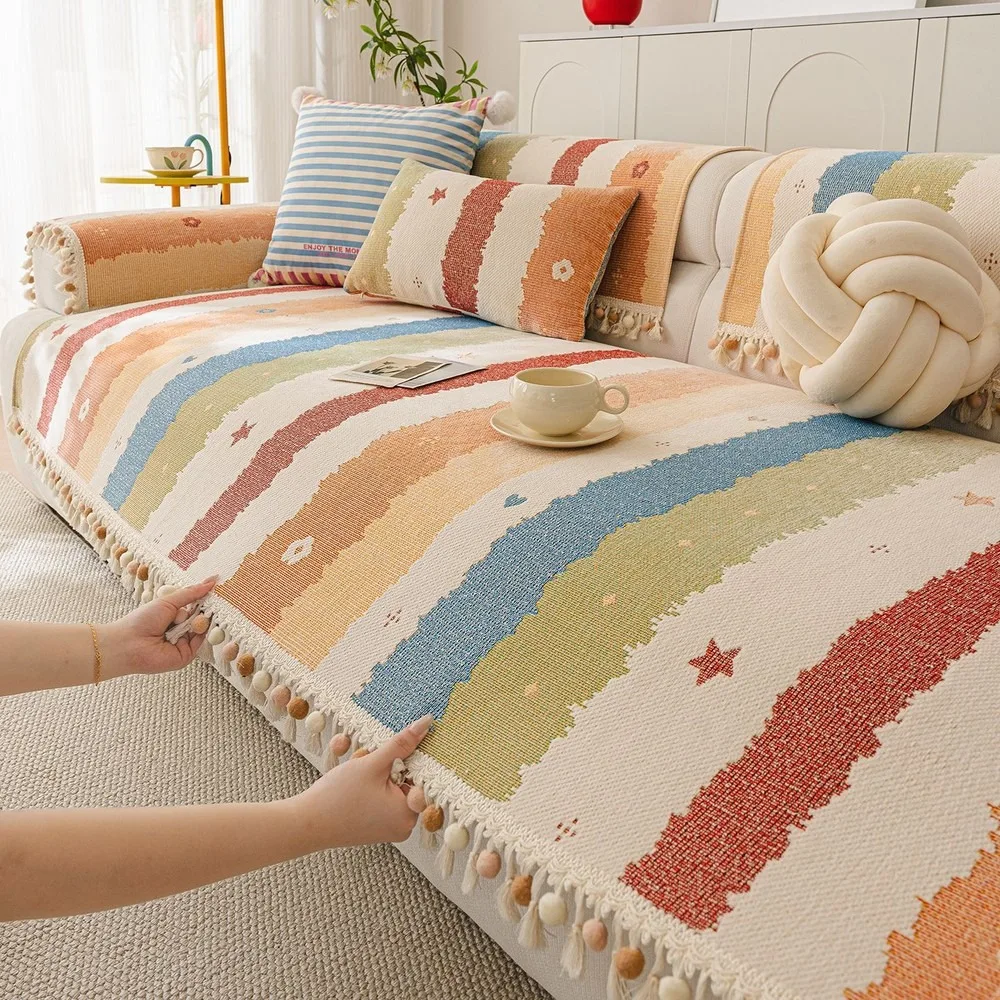 Dopamine Chenille Sofa Cushion Cover 2026 New One-Piece Anti-Slip Sofa Pad, 4 Seasons Universal Thick Seat Protector