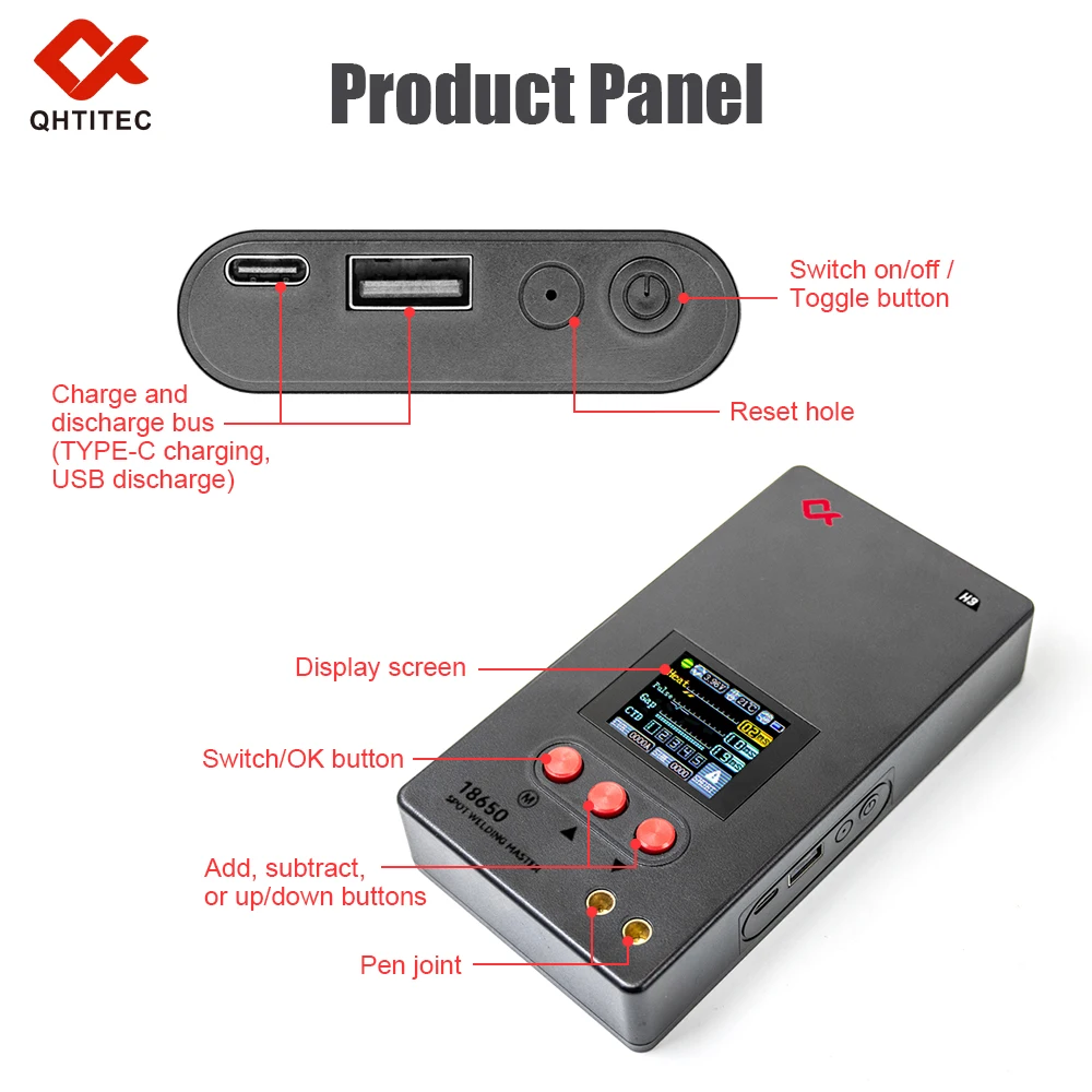H8 Portable Digital Spot Welder Machine For 18650 Lithium Battery Portable Kit Speed Adjustable Color Display DIY Handheld