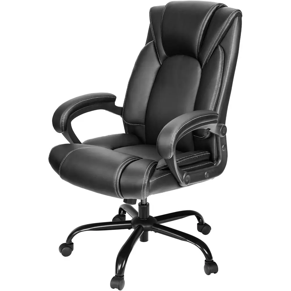 

Ergonomic Executive Desk Chair with 5-Year Hydrolysis-Resistant Leather, Spring Cushion, Upholstered in Bonded Leather, Black