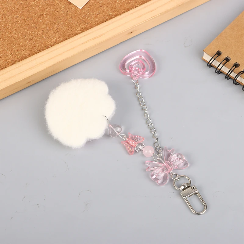 Pink Plush Cat Claws Keychain para meninas, amor coração chaveiro, doce feminino chave titular, saco pingente, fone de ouvido caso charme, bonito, Y2K