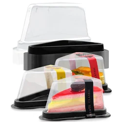 10/30pcs Clear Plastic Cake Box, Disposable Cheesecake Boxes Triangular Pie Box Dessert Containers for Bakery (No Stickers)