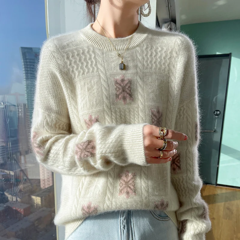 High-end European foreign sweaters in autumn and winter new thick 100 pure sweaters loose lazy sweater.