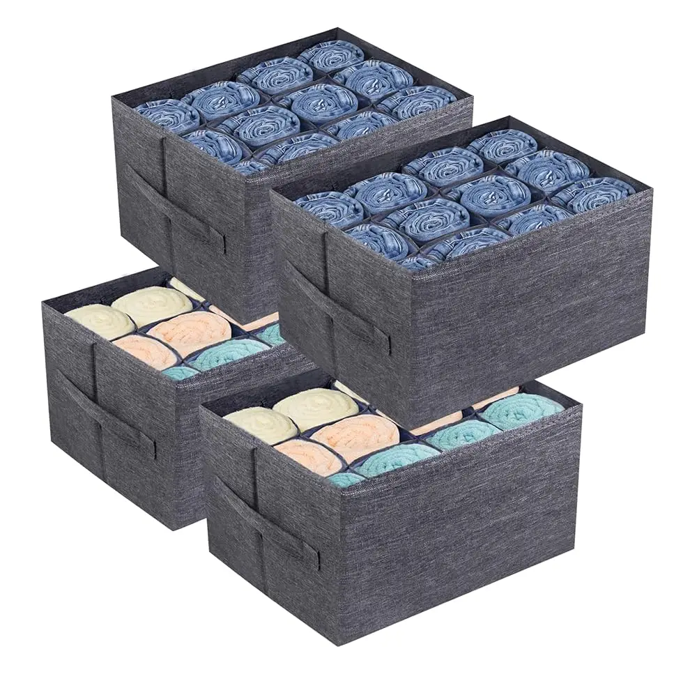 

Набор из 4 органайзеров и контейнеров для хранения одежды - Органайзер с 12 ячейками для джинсов, брюк, свитеров, футболок