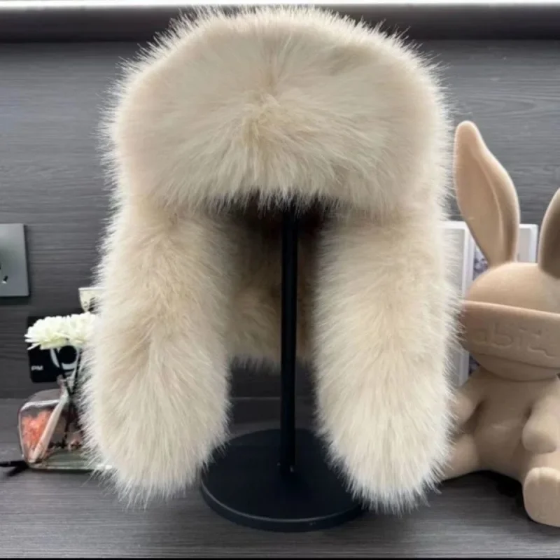 

Fluffy Imitation Mink Fur Bomber Hats For Women＆Men Autumn Winter Korean Version Plush Pilot Hat Female Ins Cycling Cold Hat