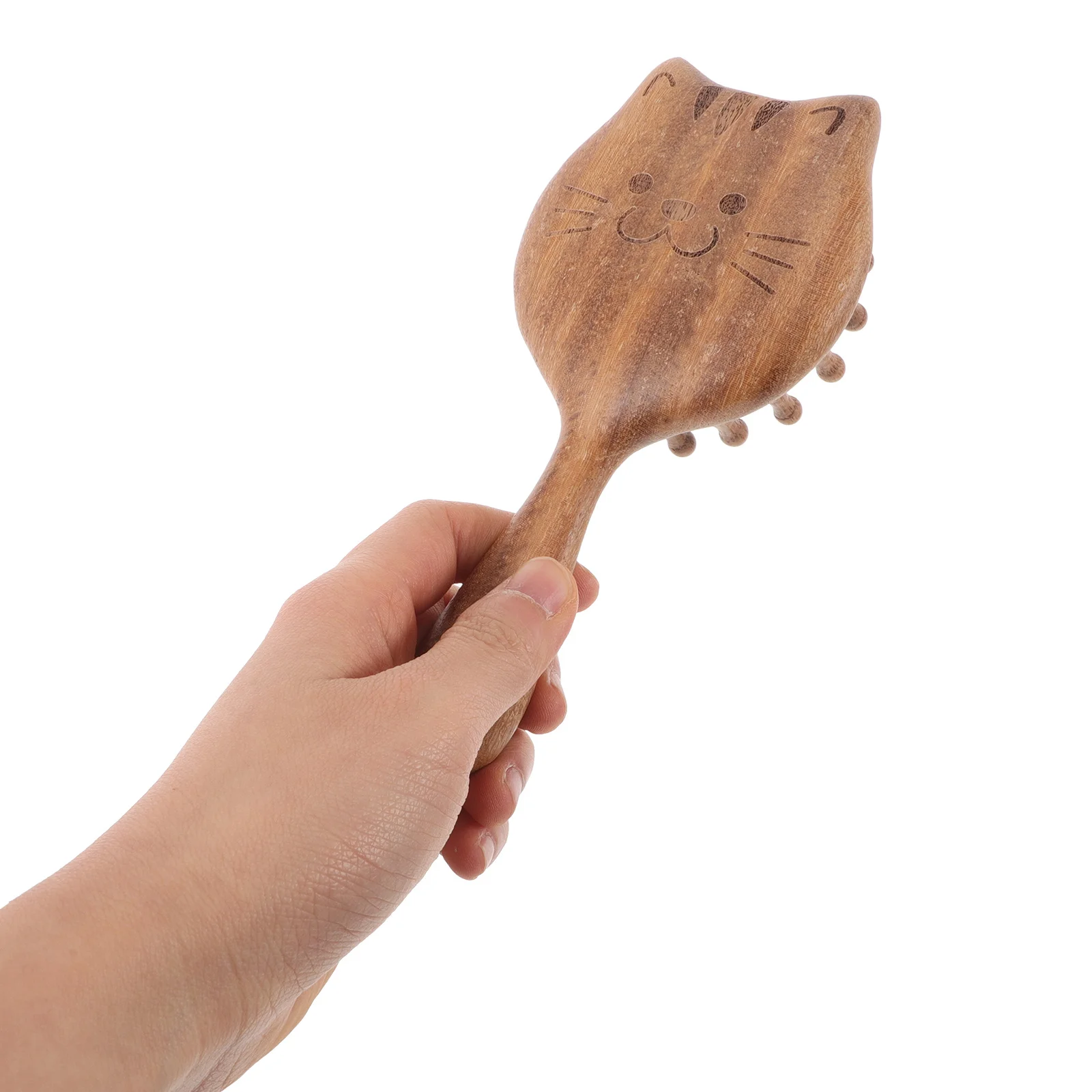 

Ручная деревянная расческа-массажер для кожи головы в форме милого кота для стимуляции и ухода, идеально подходит для женщин и любителей животных