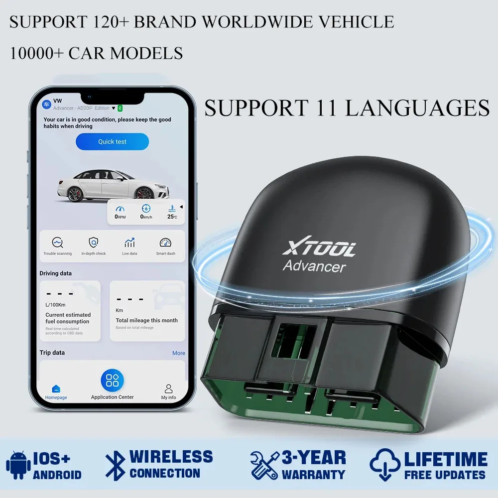 

XTOOL Advancer AD20 Pro OBD2 Bluetooth Scanner Full System Car Diagnostic Tool obd2 Scanner Oil Reset & Battery Test Code Reader