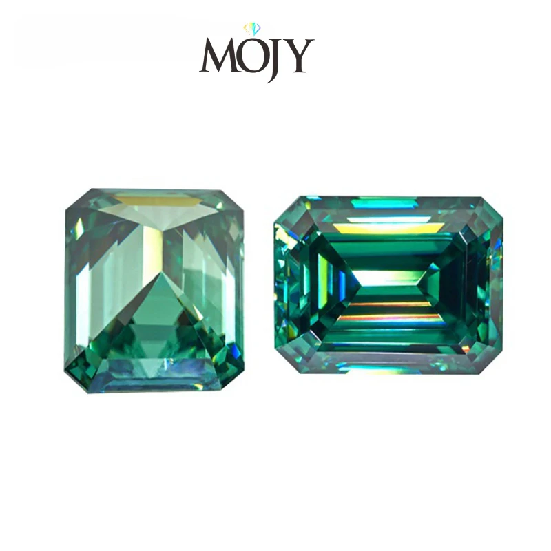 

MOJY Emerald Cut 0.5~10.0ct Green Color Moissanite Stone Loose Gems Pass Diamond Tester with GRA Certificate Jewelry Material