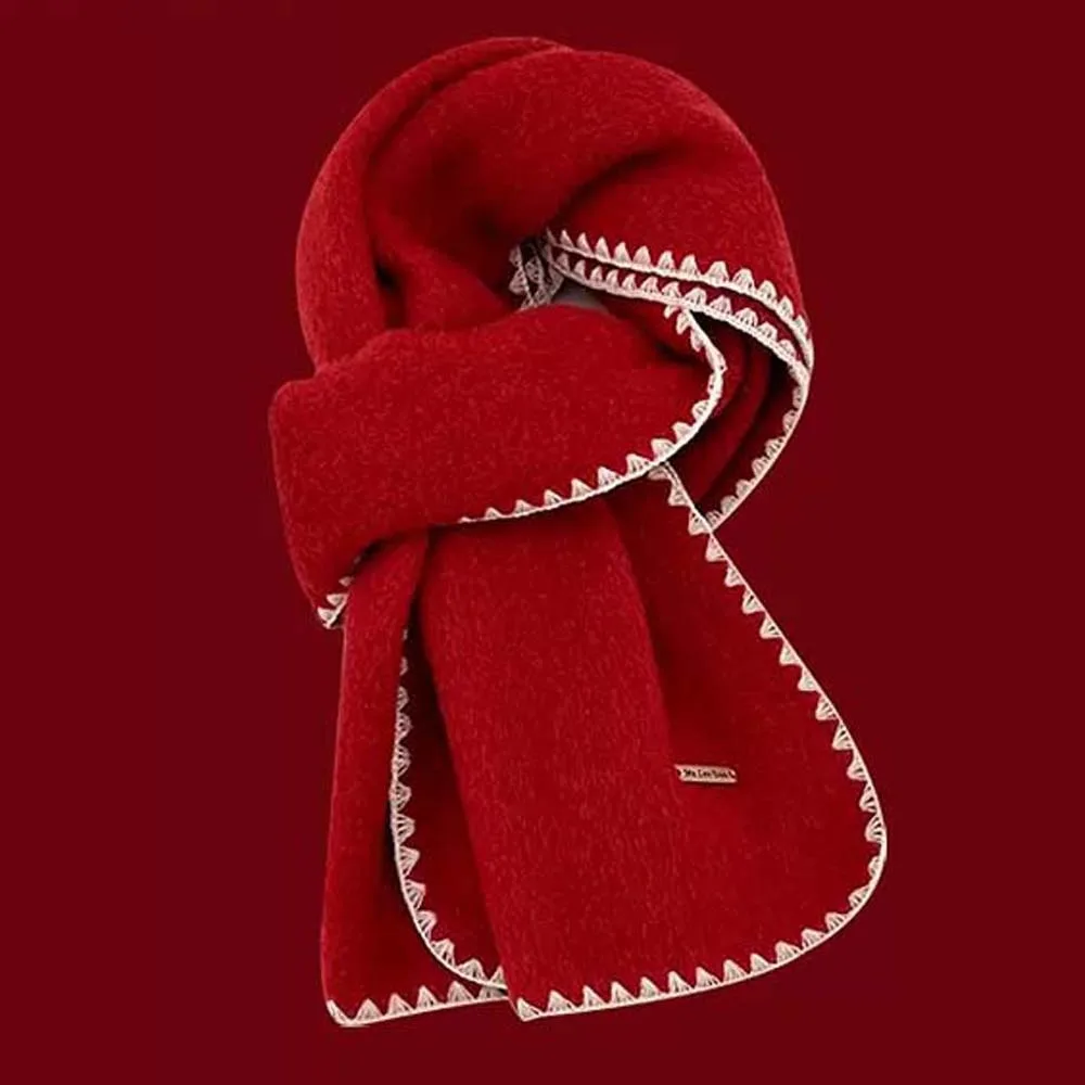 

Gifts Polyester Lock Edge Winter Scarf Solid Color Soft Long Thickened Neckscarf Cold-proof French Style Women Warmer Scarf Men