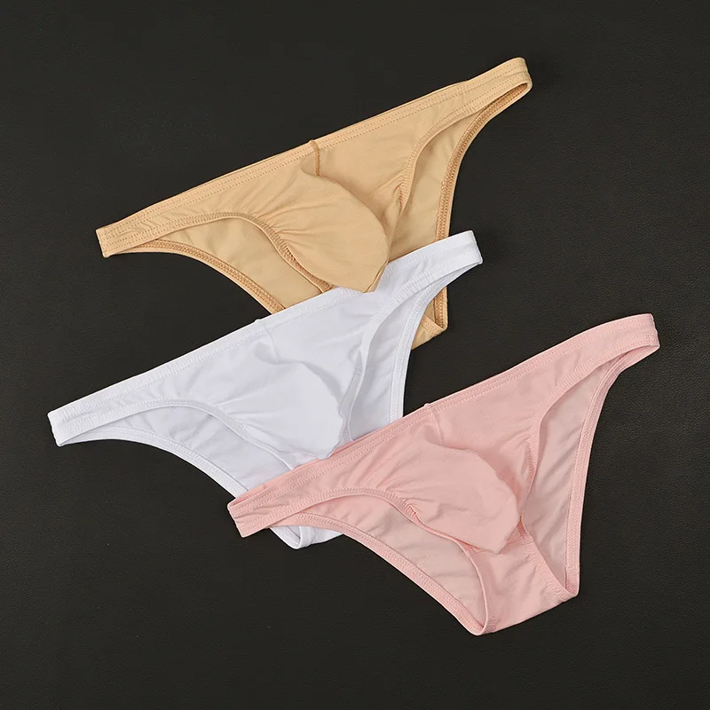 Briefs Men Thin Breathable Small Pouch Panties Low Waist Soft Sweat-Absorbing Bikini Underwear Summer Translucent Underpants