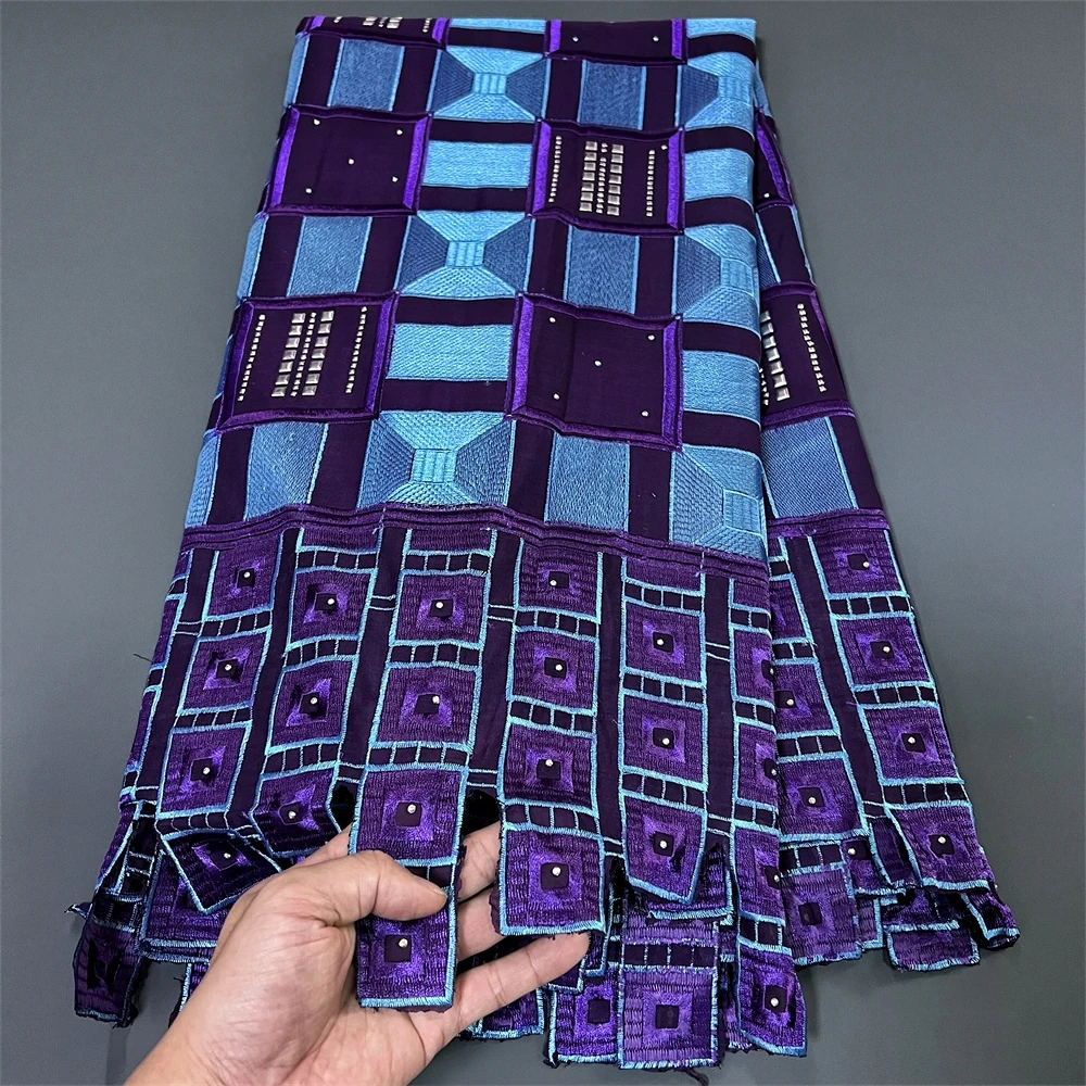 2025 أحدث جودة عالية الأفريقي النيجيري النقي تول الدمشقي أقمشة الدانتيل التطريز فستان الحفلات الترتر القطن 5 ياردة