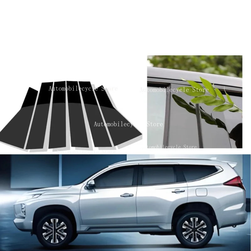 8PCS Glossy Black Pillar Posts Fit For Fit For Mitsubishi Pajero Sport 2016 2017 -2023 Window Moulding B C Center Sticker Cover