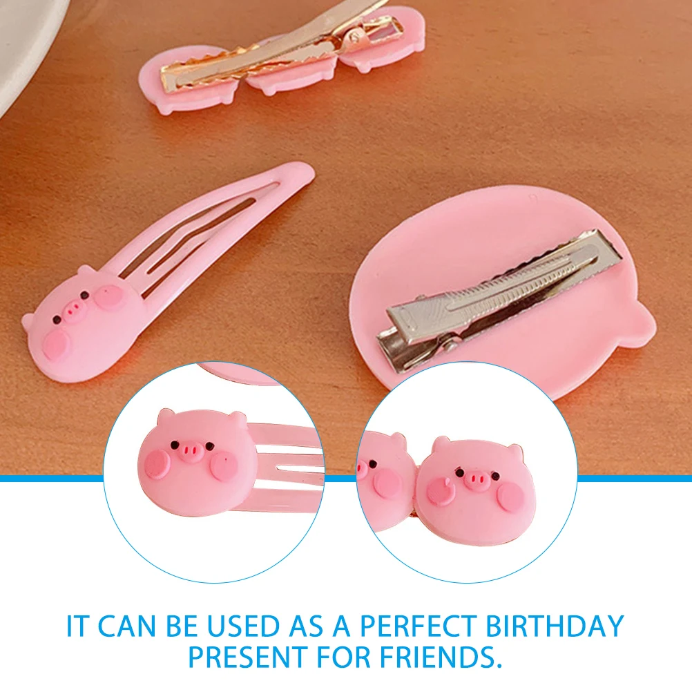 

12 Pcs Cartoon Piggy Hair Clip Bun Pins Barrettes for Animal Clips Resin Little Accessories