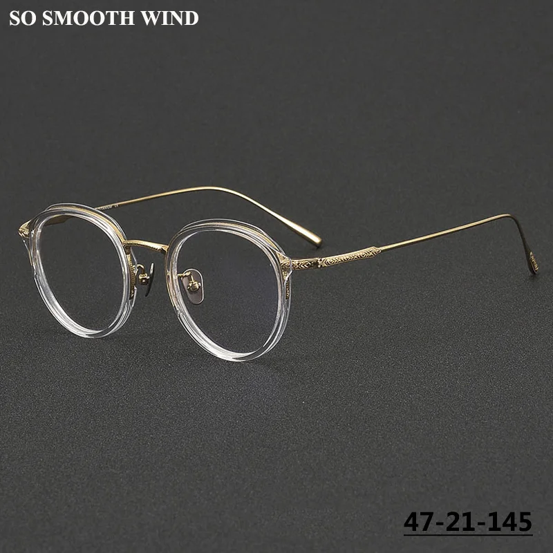 

Designer Brand Handmade Tortoise Eyeglasses Acetate Titanium Round Glasses Frame Men Women Retro Oval Spectacles Fashion Eyewear