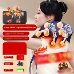JAIYORL Upgrade 8 Heads Wireless Neck Back Massager Shoulder Kneading Massage Trapezius Shawl Cervical Relaxing Wearable Removab