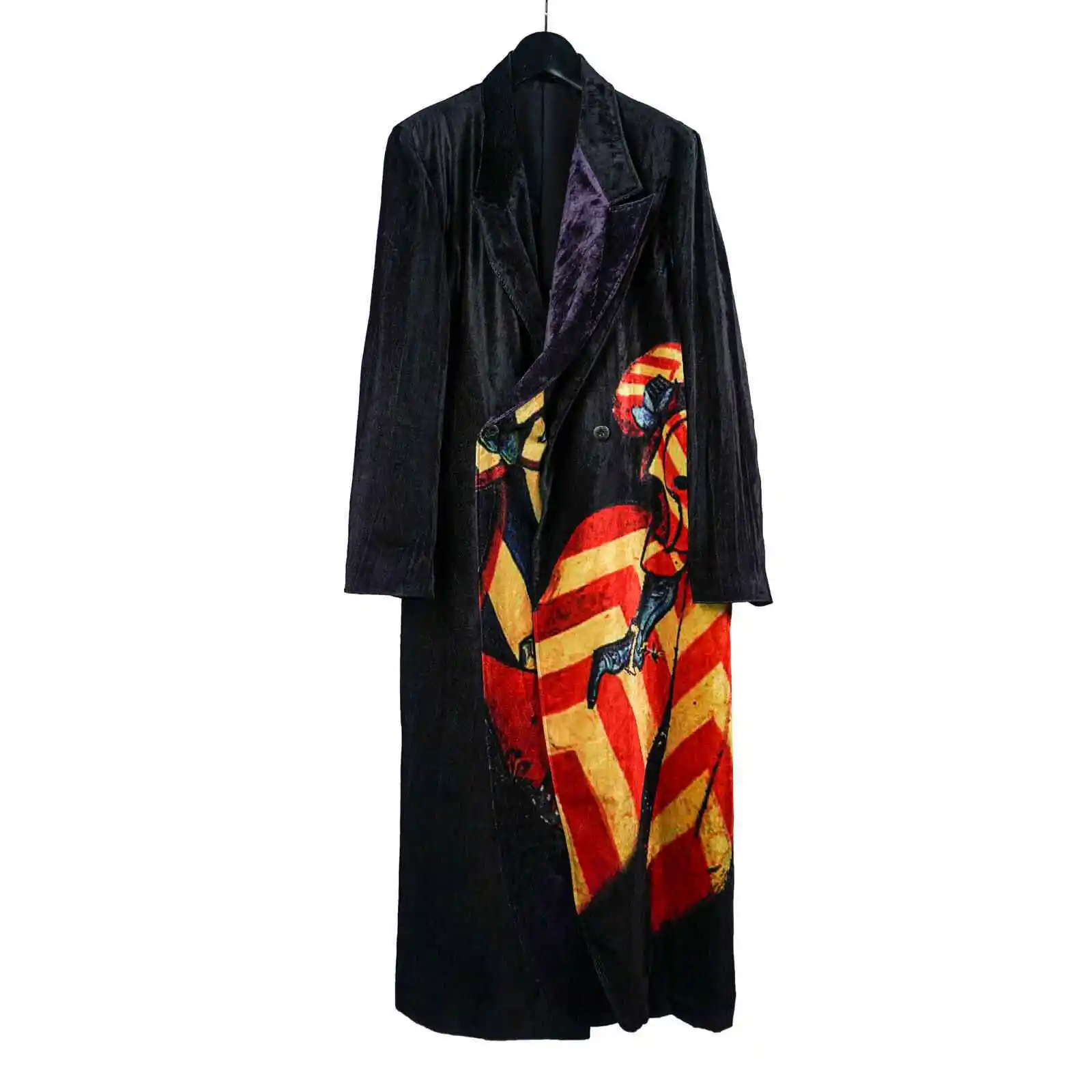 

TOP-YAMAMOTO original design Dark velvet double-layer loose printed Knight Print coat