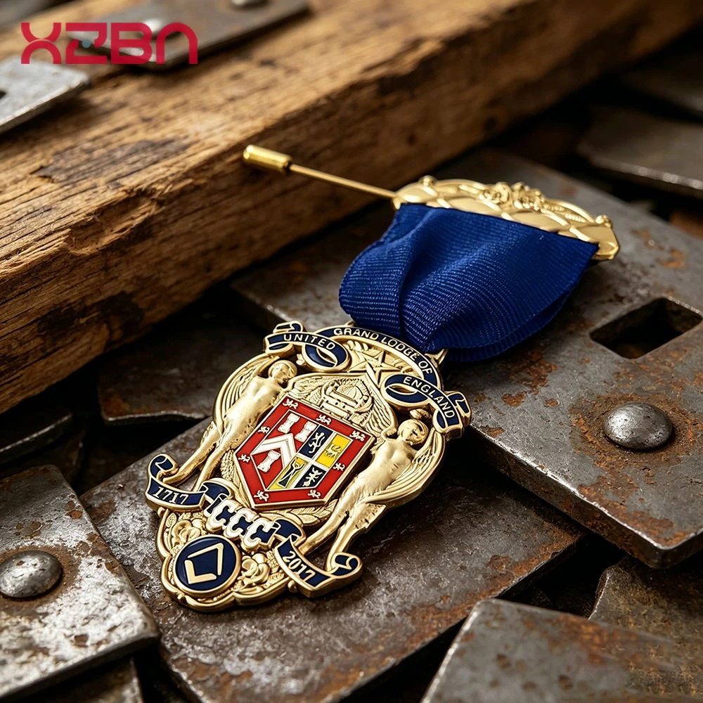 Masonic Breast Medal With Ribbon Knights Templar Cross Royal Arch Past Master Square Compass Freemason Regalia Ceremony Gift
