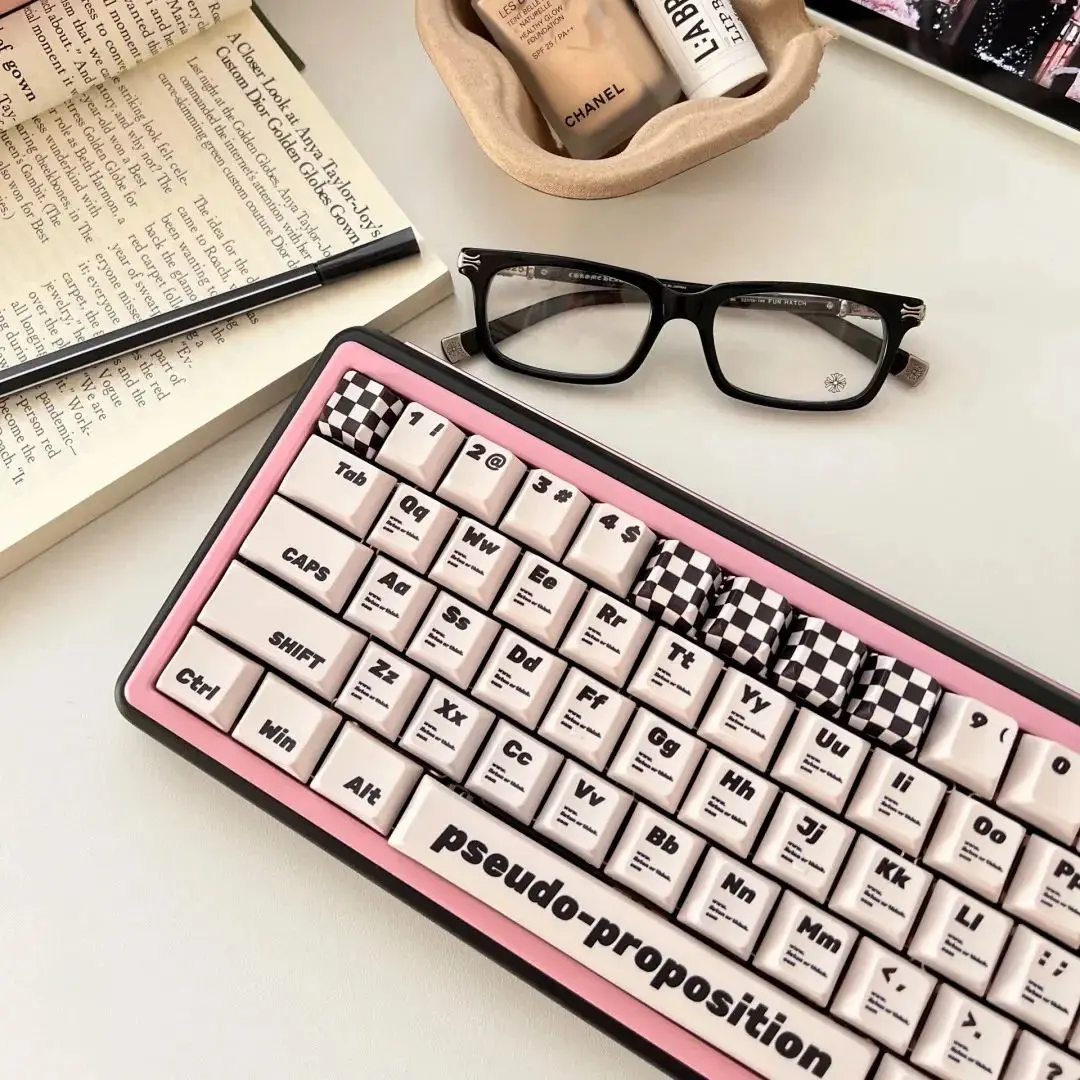 BIG SALE Checkerboard Keycap 133Keys Retro Black White Style Cherry PBT For ANSI ISO Layout Diy Mechanical Keyboard Keycap