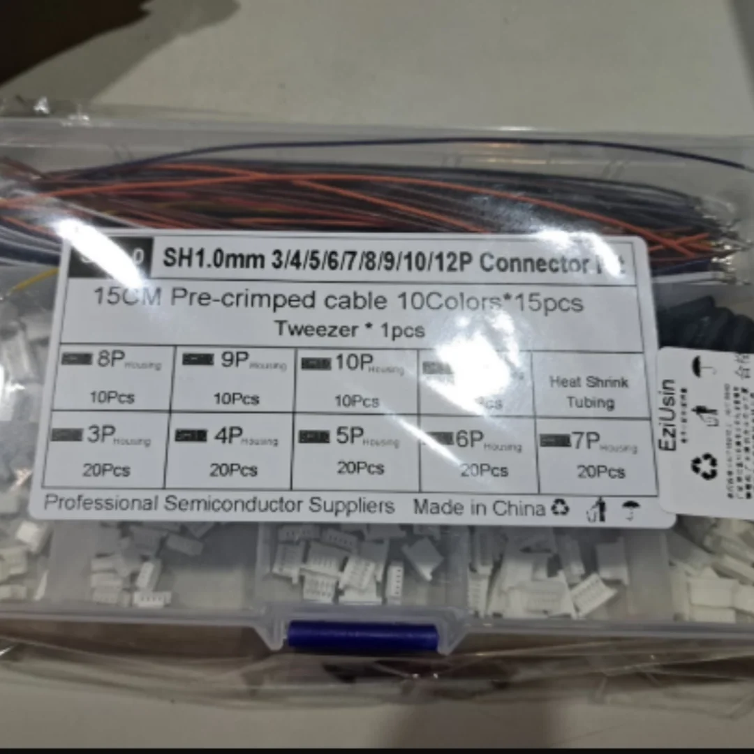 SH1.0 Connector Socket Kit Box, 3/4/5/6/7/8/9/10/12-Pin Outer Housing Cable Crimp Female Terminal Wire
