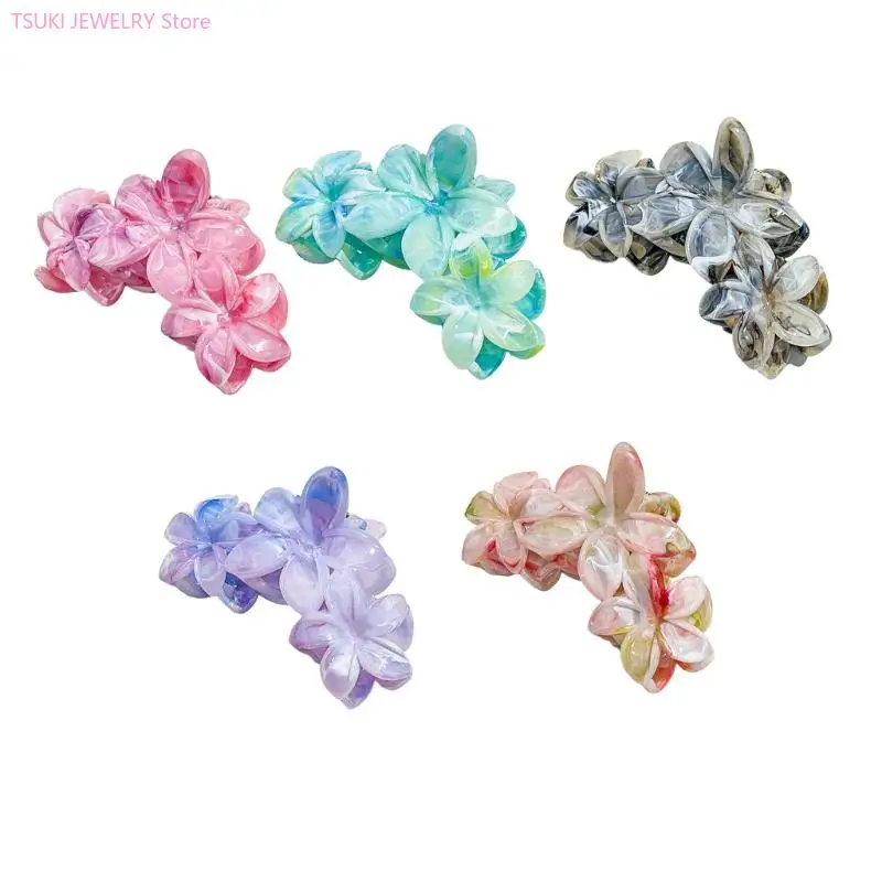 62ke prendedor cabelo elegante com design floral frangipani, acessório cabelo plástico prático, garra cabelo para