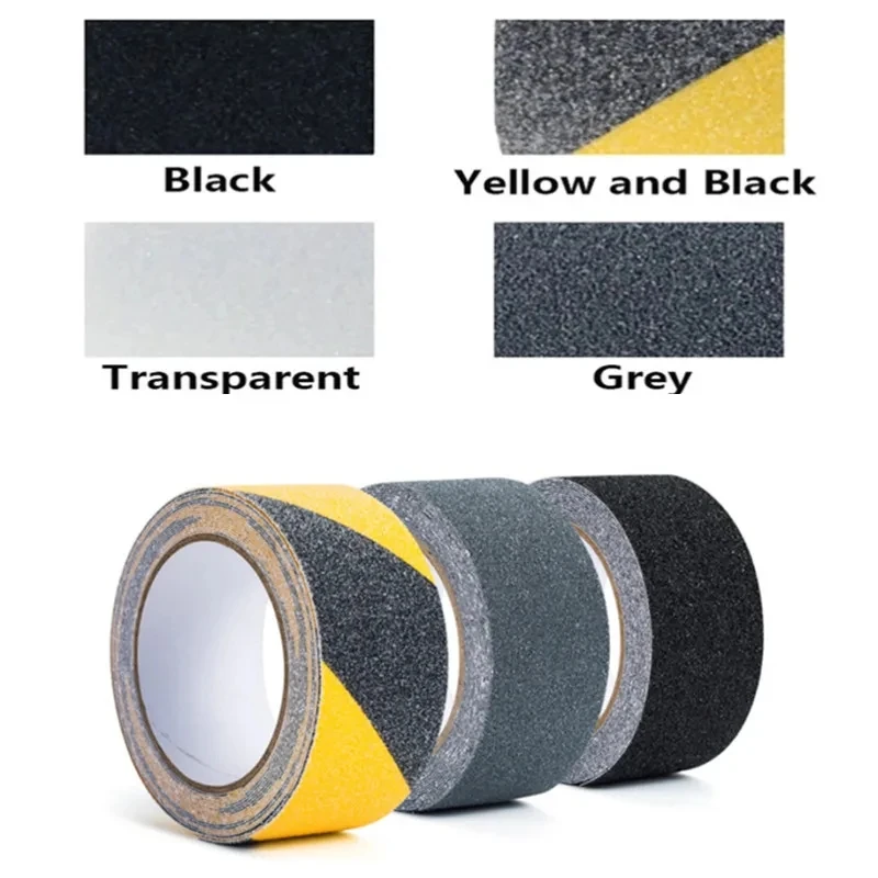 5M Yellow Black Non Slip Tape Walk Outdoor Abrasive Adhesive For Stairs Safety Tread Step Indoor Caution Warning Anti Slip Tape