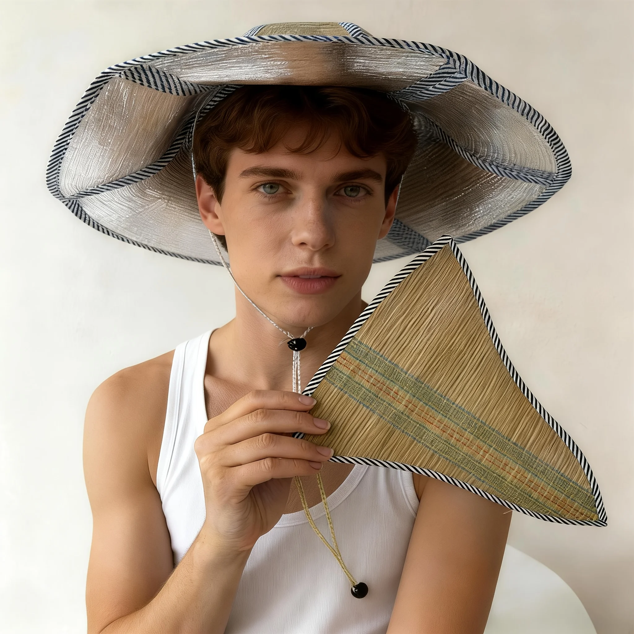 Outdoor Sun Hat, Foldable Straw Hat, Sun Protection, Fishing