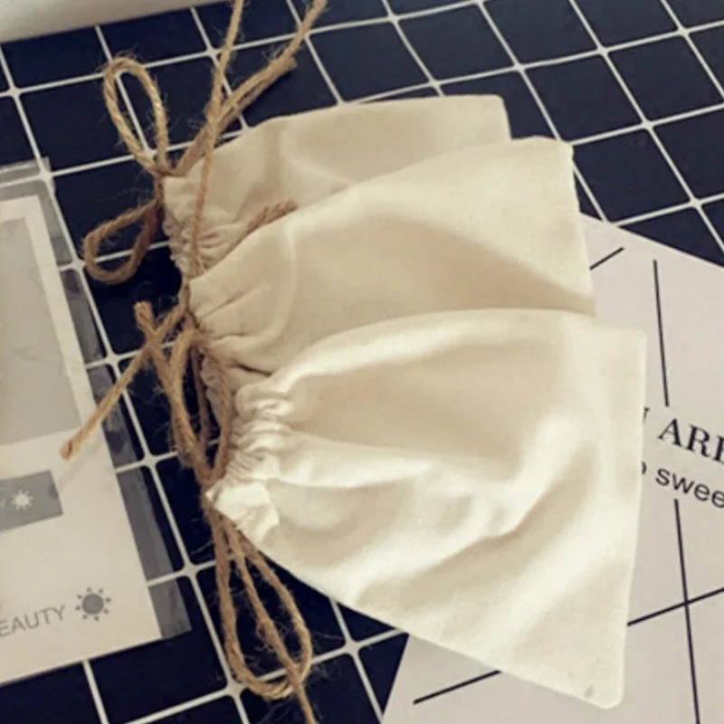 20PCS Linen Jute Bag Jewelry Packaging Pouch Gift Bead Makeup Storage Drawstring Bags Jewelry Organizer Custom Logo Print Sack
